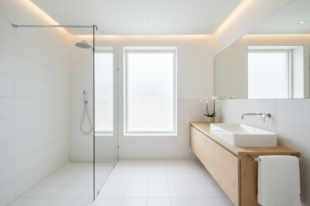 Salle de bain moderne après rénovation complète — Expereno Compiègne