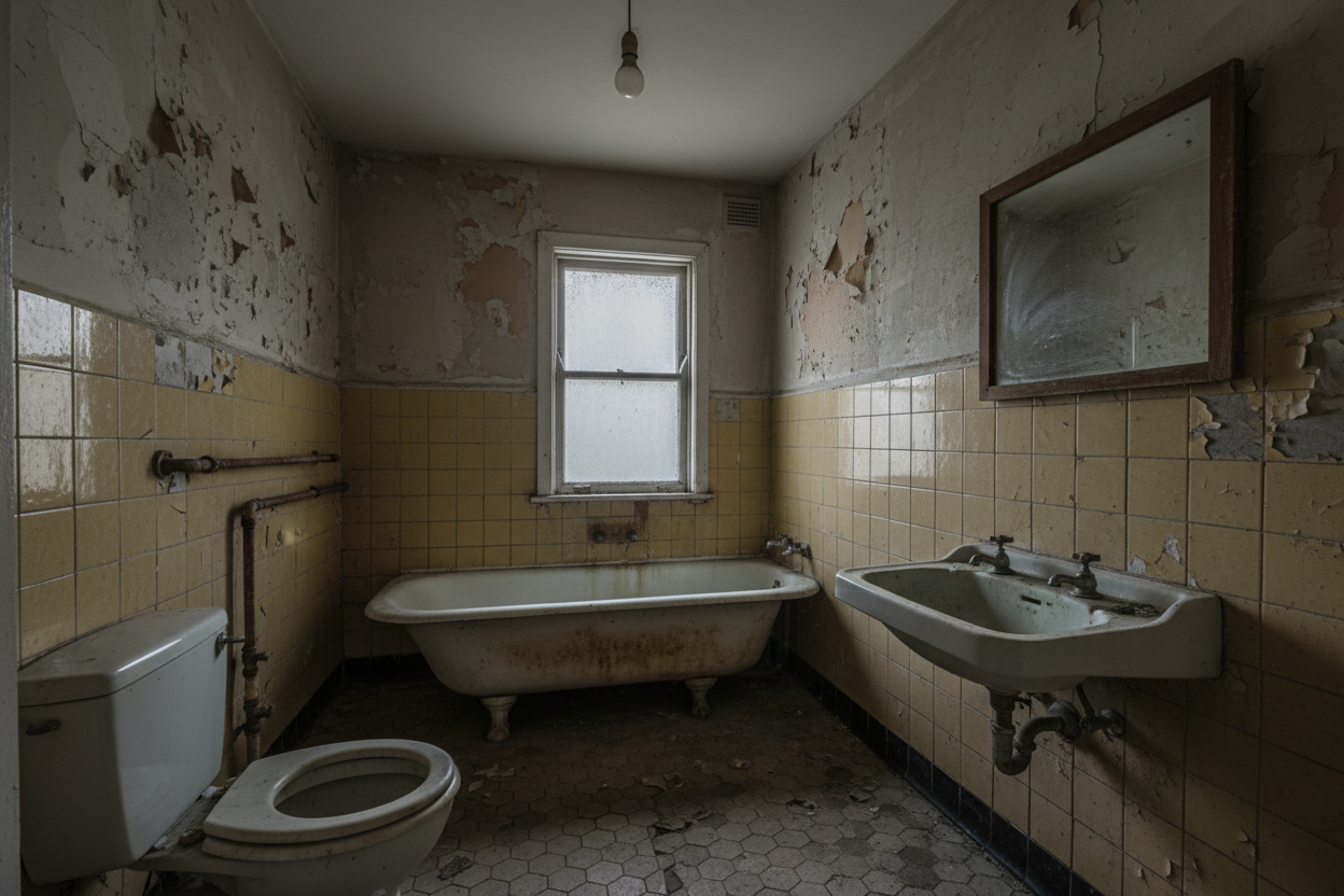 Salle de bain vétuste avant rénovation — Expereno Compiègne